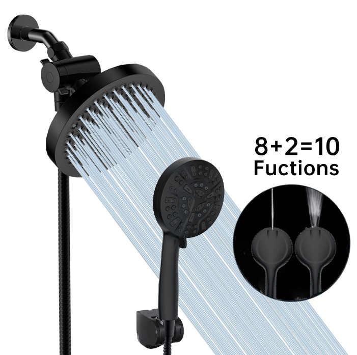 6寸圆形顶喷10功能喷枪手持花洒C