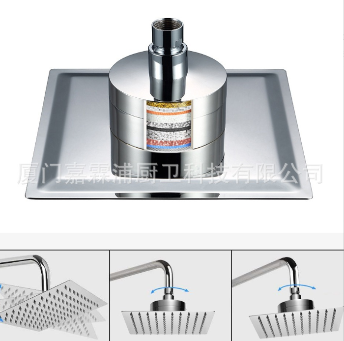 8寸电镀方形增压出水淋浴外